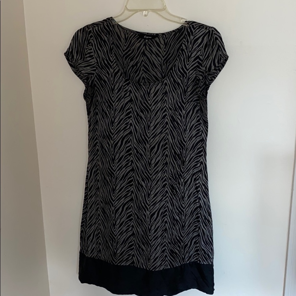 Express Gray Zebra Print Dress